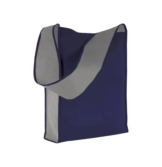 Shopper bicolore in TNT, tracolla e soffietto Handle