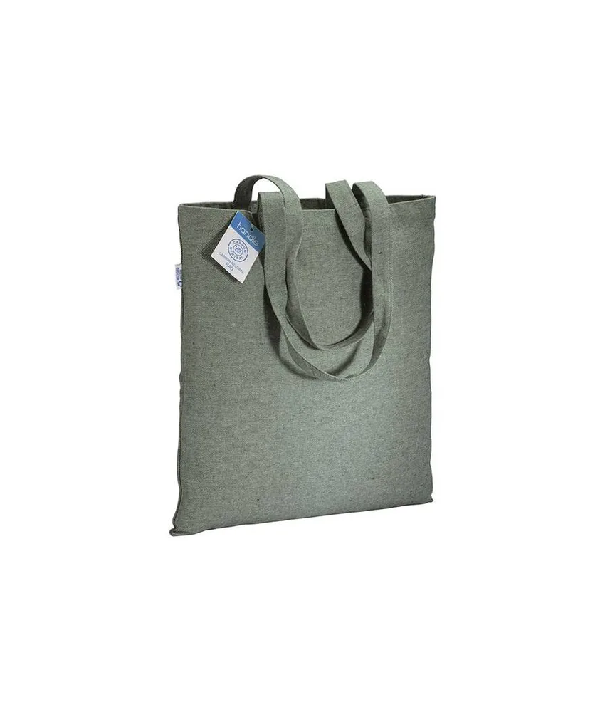 10 pezzi Shopper carbon neutral in cotone riciclato 280 g/m2, manici lunghi Handle