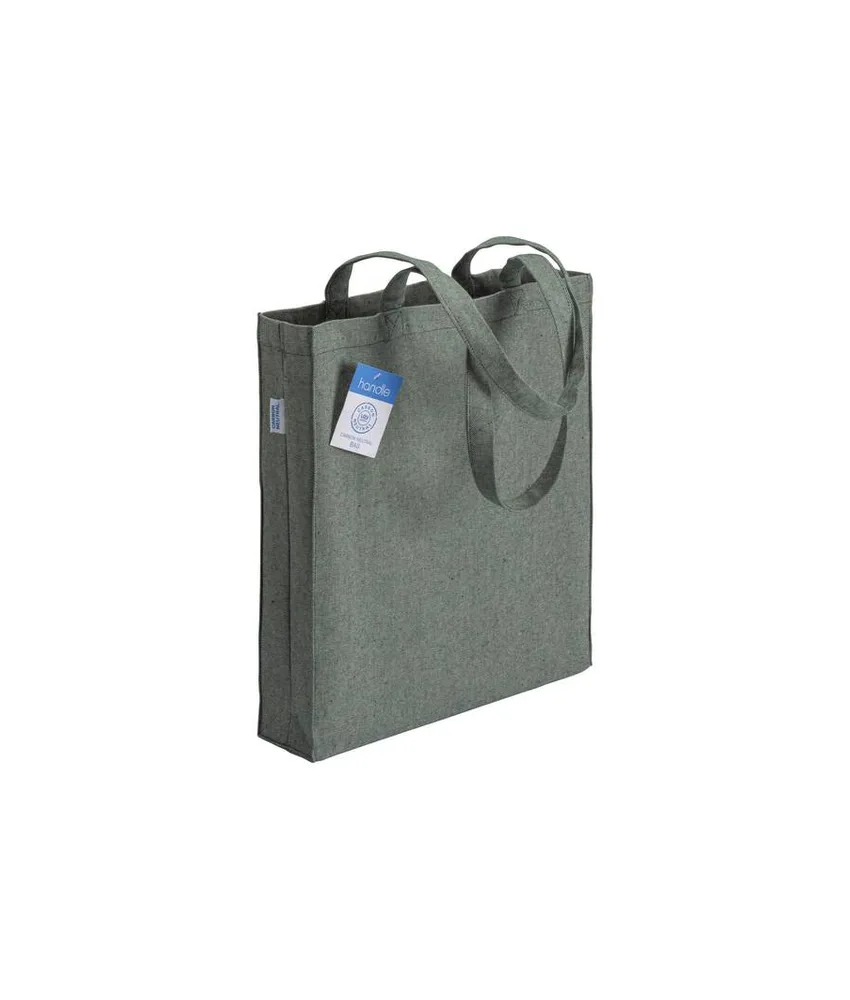 50 pezzi Shopper carbon neutral in cotone riciclato 280 g/m2, manici lunghi e soffietto Handle