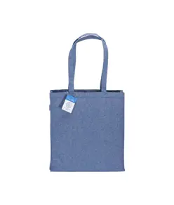Shopper carbon neutral in cotone riciclato 280 g/m2, manici lunghi e soffietto Handle