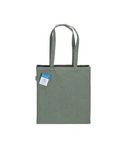 Shopper carbon neutral in cotone riciclato 280 g/m2, manici lunghi e soffietto Handle