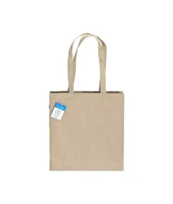 Shopper carbon neutral in cotone riciclato 280 g/m2, manici lunghi e soffietto Handle