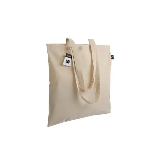 Shopper certificata Fairtrade® in cotone 140g/m2, manici lunghi Handle