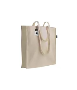 Shopper certificata Fairtrade® in cotone 140g/m2, manici lunghi e soffietto Handle