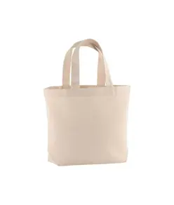 Shopper con soffietto alla base in cotone 120 g/m2, manici corti Handle