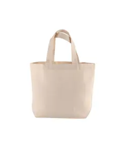 Shopper con soffietto alla base in cotone 120 g/m2, manici corti Handle
