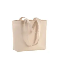 Shopper con soffietto alla base in cotone 120 g/m2, manici lunghi Handle