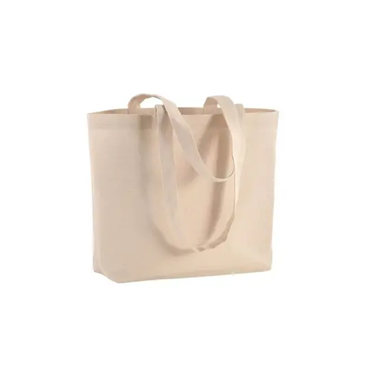 Shopper con soffietto alla base in cotone 120 g/m2, manici lunghi Handle
