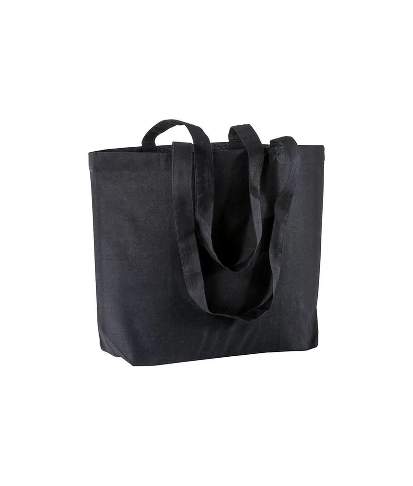 50 pezzi Shopper con soffietto alla base in cotone 120 g/m2, manici lunghi Handle
