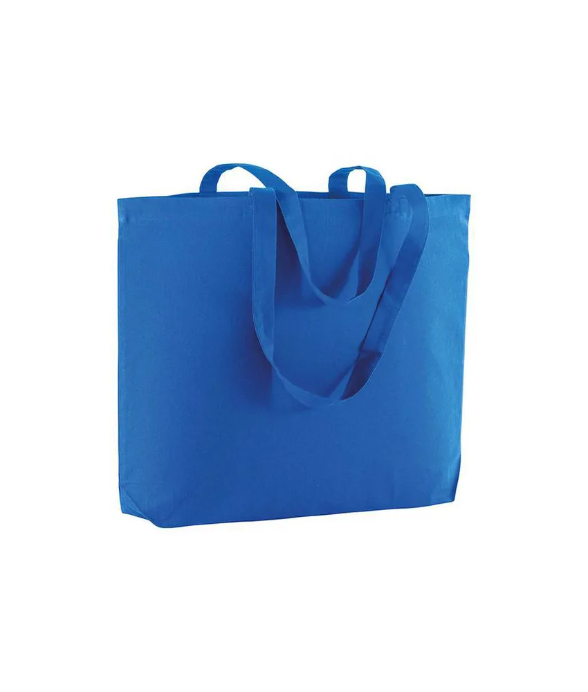 50 pezzi Shopper con soffietto alla base in cotone 135 g/m2, manici lunghi Handle