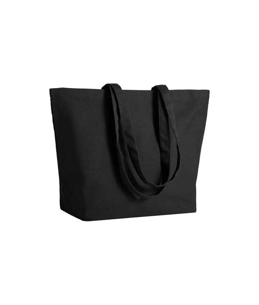 10 pezzi Shopper con soffietto alla base in cotone 280 g-m2, manici lunghi Handle