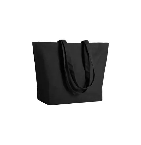 Shopper con soffietto alla base in cotone 280 g-m2, manici lunghi Handle