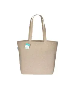 Shopper con soffietto alla base in cotone riciclato 280 g/m2, manici lunghi Handle