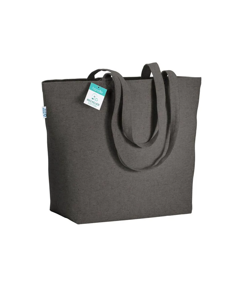 10 pezzi Shopper con soffietto alla base in cotone riciclato 280 g/m2, manici lunghi Handle