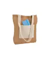 Shopper con soffietto alla base in Juta con manici e tasca esterna (18 x 15 cm) in cotone Handle