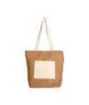 Shopper con soffietto alla base in Juta con manici e tasca esterna (18 x 15 cm) in cotone Handle