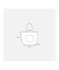 Shopper con soffietto alla base in juta con manici e tasca esterna (18 x 15 cm) in cotone Handle