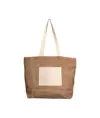 Shopper con soffietto alla base in juta con manici e tasca esterna (18 x 15 cm) in cotone Handle