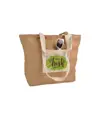 Shopper con soffietto alla base in juta con manici e tasca esterna (18 x 15 cm) in cotone Handle
