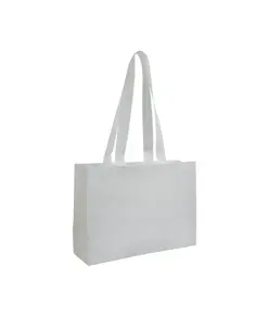 Shopper con soffietto alla base in TNT 70 g/m2 termosaldato, manici lunghi Handle