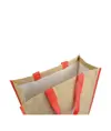 Shopper con soffietto in carta con interno in PP 140 g/m2, manici lunghi a nastro colorati