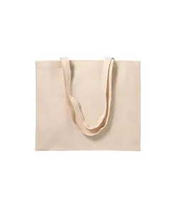Shopper con soffietto in cotone 200 g/m2, manici lunghi Handle