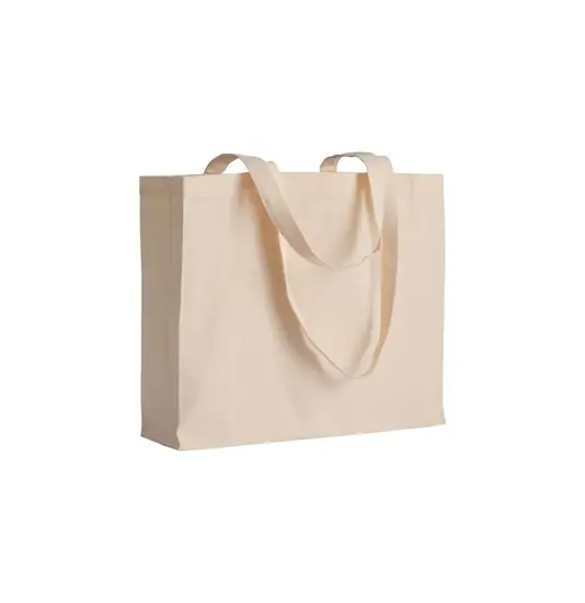 Shopper con soffietto in cotone 200 g/m2, manici lunghi Handle