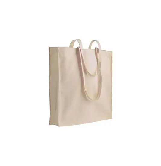 Shopper con soffietto in cotone 220 g/m2, manici lunghi Handle