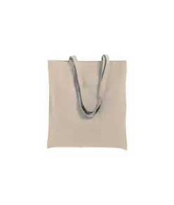 Shopper con soffietto in cotone 250 g/m2, manici lunghi e chiusura con zip