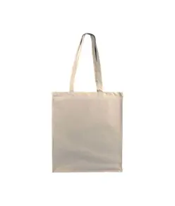 Shopper con soffietto in cotone 250 g/m2, manici lunghi e chiusura con zip