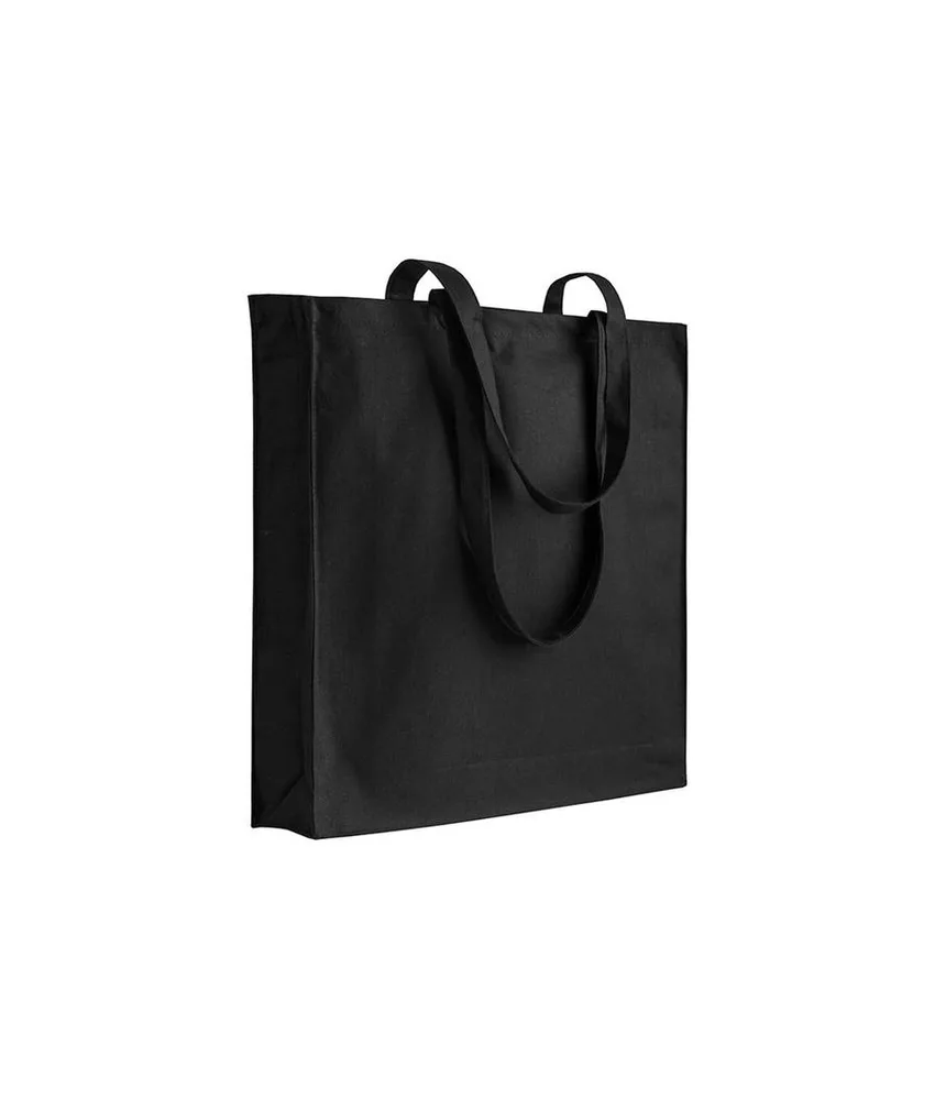 20 pezzi Shopper con soffietto in cotone 250 g/m2, manici lunghi e chiusura con zip Handle