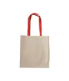 Shopper con soffietto in cotone naturale 220 g/m2, manici lunghi colorati Handle