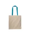 Shopper con soffietto in cotone naturale 220 g/m2, manici lunghi colorati Handle