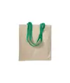 Shopper con soffietto in cotone naturale 220 g/m2, manici lunghi colorati Handle