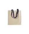 Shopper con soffietto in cotone naturale 220 g/m2, manici lunghi colorati Handle