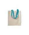 Shopper con soffietto in cotone naturale 220 g/m2, manici lunghi colorati Handle