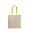 Shopper con soffietto in cotone naturale 220 g/m2, manici lunghi colorati Handle