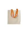 Shopper con soffietto in cotone naturale 220 g/m2, manici lunghi colorati Handle
