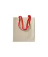 Shopper con soffietto in cotone naturale 220 g/m2, manici lunghi colorati Handle