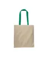 Shopper con soffietto in cotone naturale 220 g/m2, manici lunghi colorati Handle