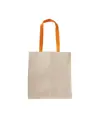 Shopper con soffietto in cotone naturale 220 g/m2, manici lunghi colorati Handle