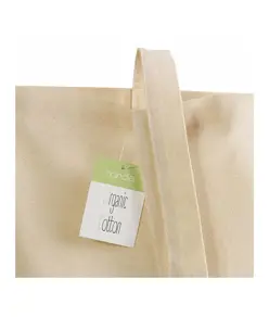 Shopper con soffietto in cotone organico 150 g/m2, manici lunghi Handle