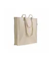Shopper con soffietto in cotone organico 150 g/m2, manici lunghi Handle