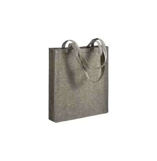 Shopper con soffietto in cotone riciclato 150 g/m2 effetto melange, manici lunghi Handle