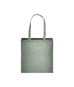 Shopper con soffietto in cotone riciclato 150 g/m2 effetto melange, manici lunghi Handle