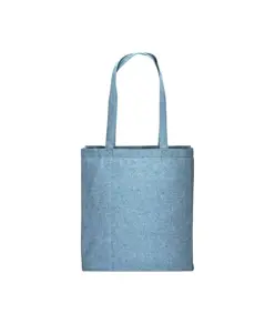 Shopper con soffietto in cotone riciclato 150 g/m2 effetto melange, manici lunghi Handle