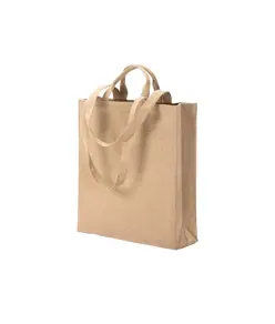 Shopper con soffietto in cotone riciclato  280 g/m2, con doppi manici. Handle