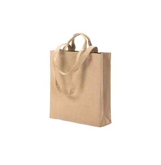 Shopper con soffietto in cotone riciclato  280 g/m2, con doppi manici. Handle