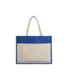 Shopper con soffietto in Juta con interno cerato, manici e tasca esterna Handle