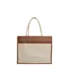 Shopper con soffietto in Juta con interno cerato, manici e tasca esterna Handle